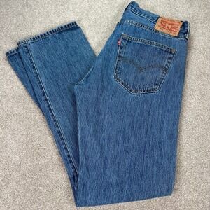 Levi's 501 Mens Jeans Button Fly‎ Straight Leg Blue Denim W36 L36